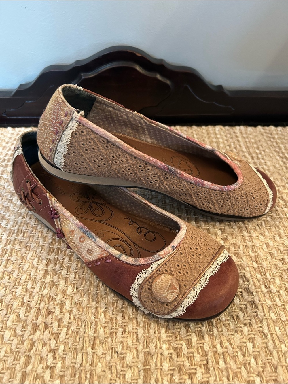 Anthropologie Bobbi Blu Kendra Patchwork Flats Sz 8.5 Cottagecore Boho Gypsy